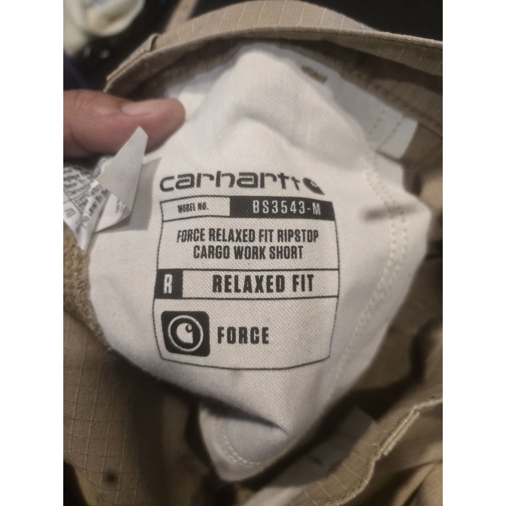 Carhartt Force Relaxed Fit Ripstop Cargo Work Shorts Mens 40 Khaki BS3543-M - Picture 7 of 7